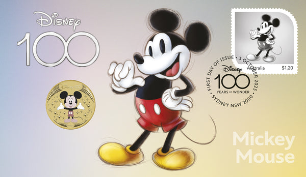2023 Disney 100th Anniversary $1 Mickey  Mouse Stamp & Coin Cover