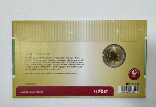 2012 Merry Christmas Australia $1 Coloured Coin PNC Stamp First Day Cover