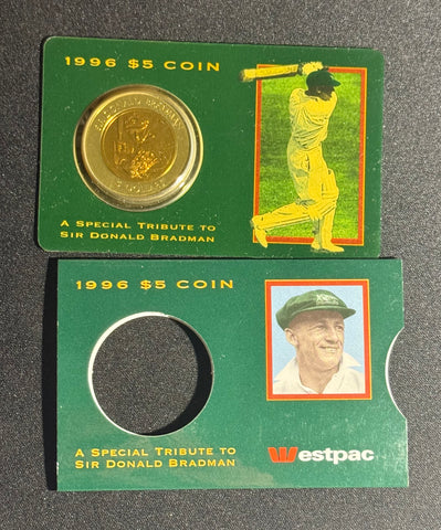 1996 $5 Don Bradman Bi-Metallic UNC - Westpac sleeve