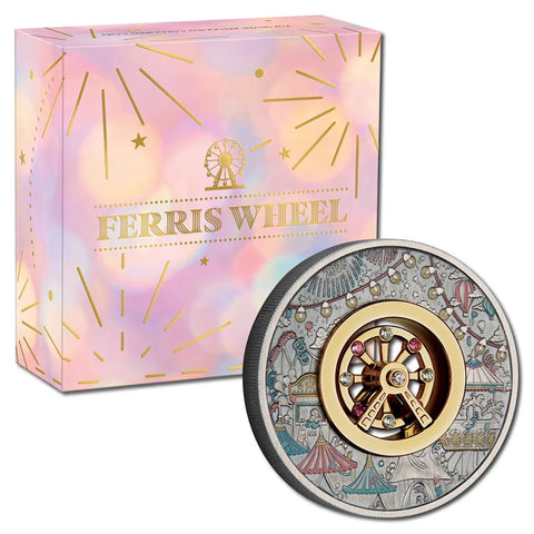 2025 Ferris Wheel 2oz Silver Antiqued Coloured Coin