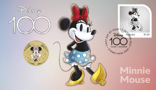 2023 Disney 100th Anniversary $1 Minnie Mouse Stamp & Coin Cover