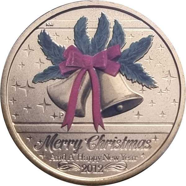 2012 Merry Christmas Australia $1 Coloured Coin PNC Stamp First Day Cover