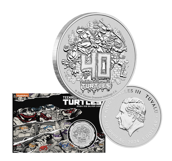 2024 $1 40th Anniversary of Teenage Mutant Ninja Turtles 1oz Silver Coin In Card