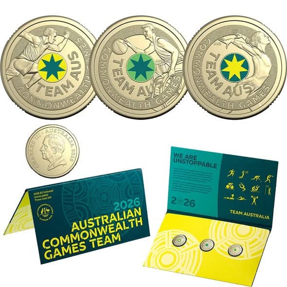 2026 Australian Commonwealth Games Team $2 Coloured Uncirculated Three-Coin Set