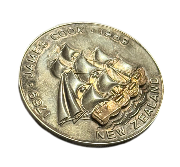 New Zealand Medallion 1969 Captain Cook Bi-Centenary Silver & Gold Unc