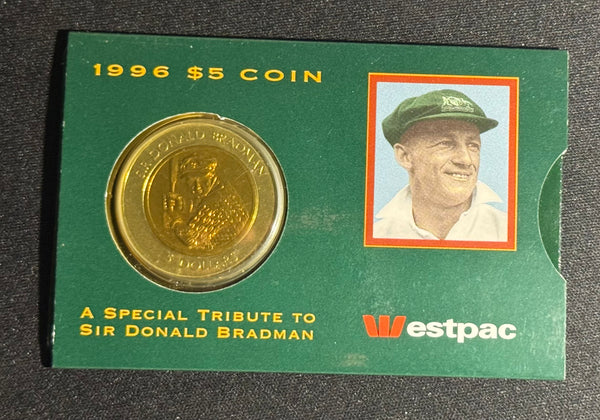 1996 $5 Don Bradman Bi-Metallic UNC - Westpac sleeve