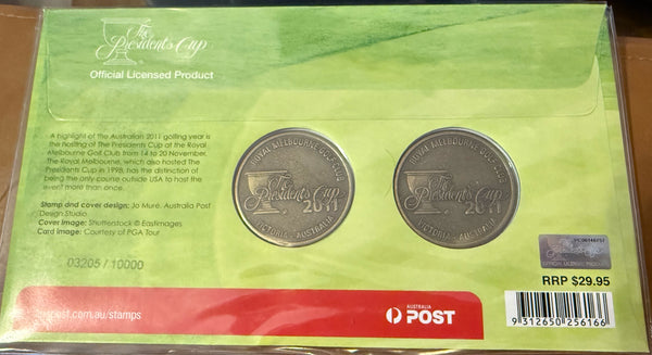 2011 The Presidents Cup 2 Medallion & Stamp Cover PMC