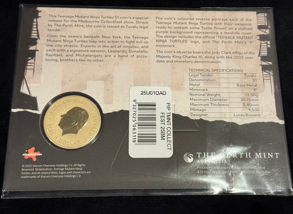 2025 TMNT $1 CollectFest Edition Perth Mint Signed by designer Lucas Bowers