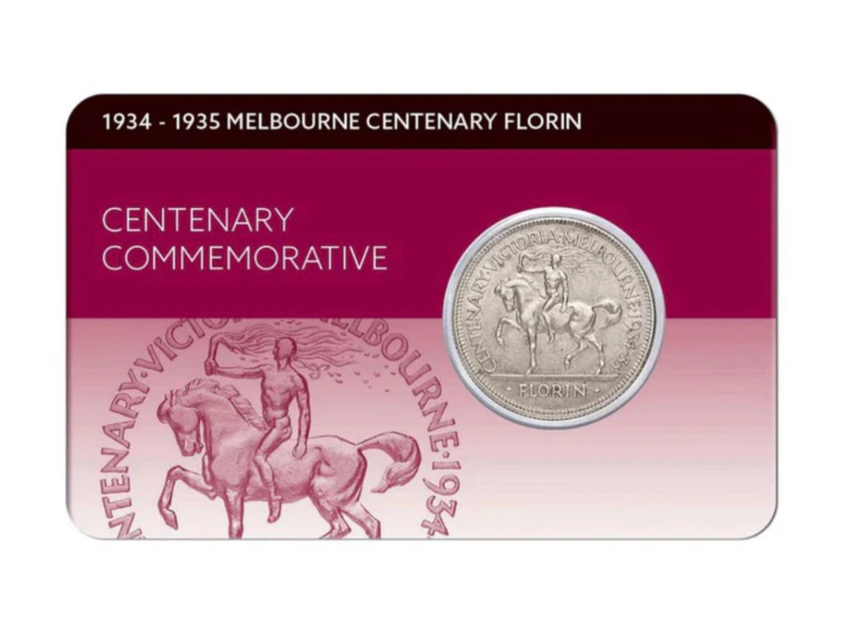 1934-35 MELBOURNE CENTENARY FLORIN VERY FINE