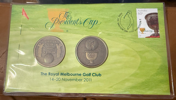 2011 The Presidents Cup 2 Medallion & Stamp Cover PMC