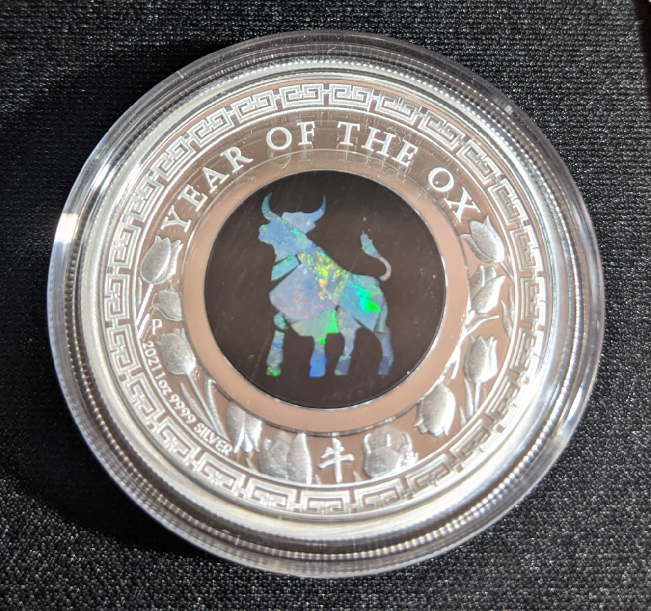 2021 $1 Australian Opal Year Of The Ox 1oz Silver Proof Opal Coin