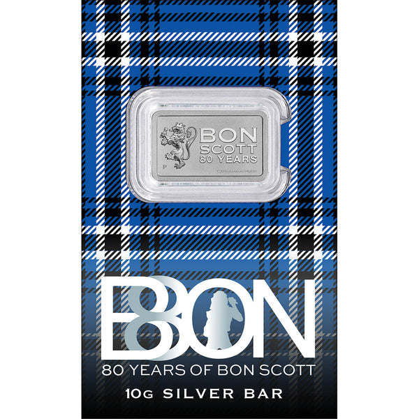 Bon Scott 80th Anniversary 10 Gram Silver Bar