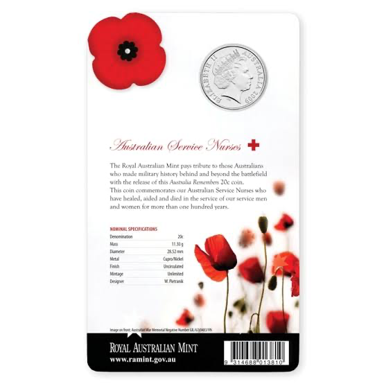 2009 20c Australia Remembers Australia Service Nurses Uncirculated Coin