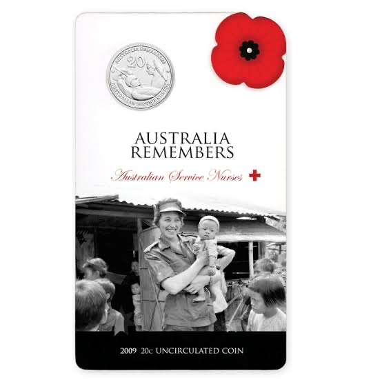 2009 20c Australia Remembers Australia Service Nurses Uncirculated Coin