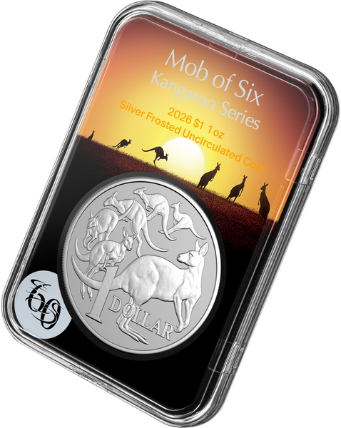 2026 $1 Mob of Six Roos 1oz 60th Anniversary Decimal Currency Silver Frosted Uncirculated Coin