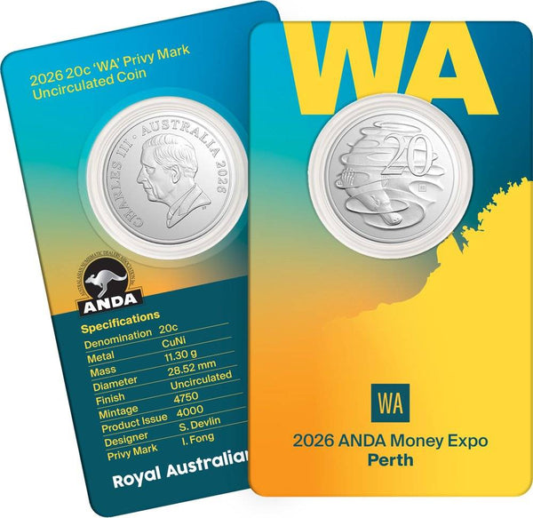 2026 20c ANDA Perth Money Expo WA Privy Mark Uncirculated Coin