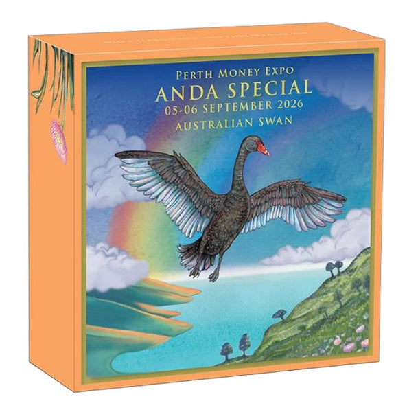 2026 ANDA Perth Money Expo - Australian Coloured Swan 1oz Silver Proof Coin