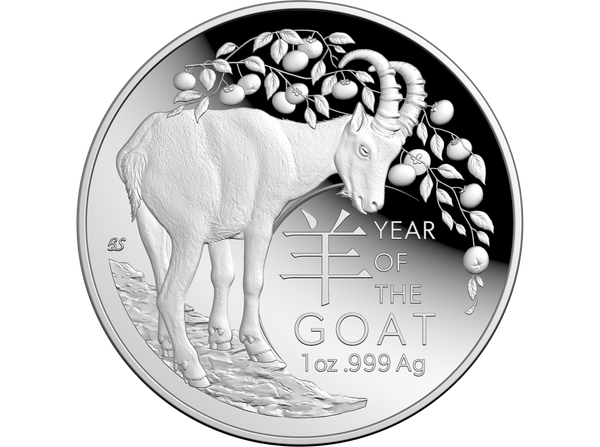2027 $5 Lunar Series - Year Of The Goat Silver Proof Domed Coin