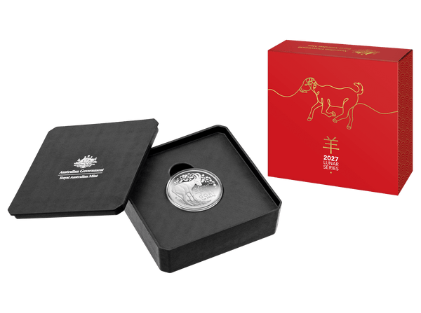 2027 $5 Lunar Series - Year Of The Goat Silver Proof Domed Coin