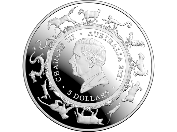 2027 $5 Lunar Series - Year Of The Goat Silver Proof Domed Coin