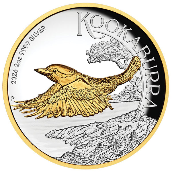 Australian Kookaburra 2026 2oz Silver Proof High Relief Gilded Coin