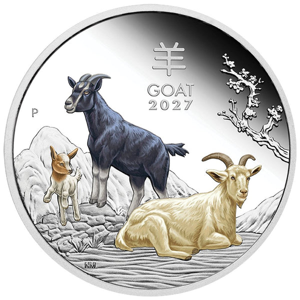 Australian Lunar Series III 2027 Year of the Goat 1oz Silver Trio
