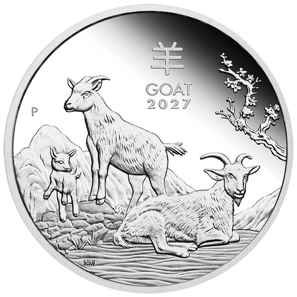 Australian Lunar Series III 2027 Year of the Goat 1oz Silver Trio