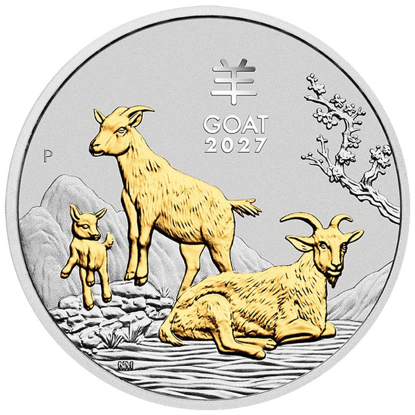 Australian Lunar Series III 2027 Year of the Goat 1oz Silver Trio