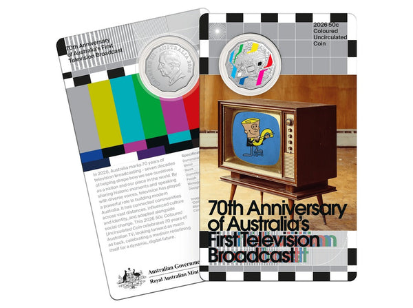 2026 50c Coloured Uncirculated Coin - 70th Anniversary of Australia’s First Television Broadcast