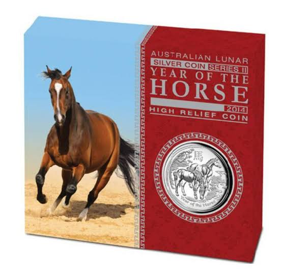 2014 $1 year of the horse 1oz silver high relief coin