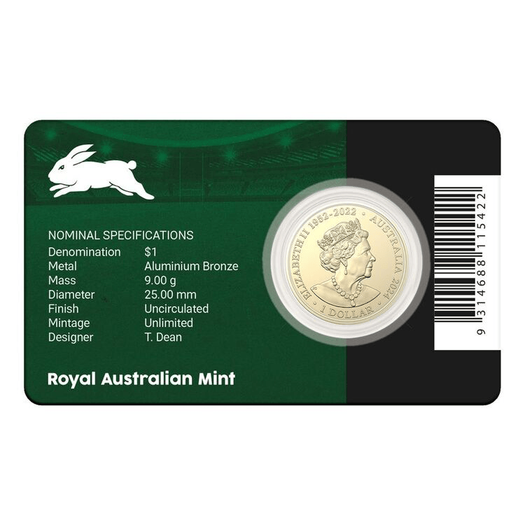2024 NRL South Sydney Rabbitohs $1 Team Coin in Card – Aussie Coins Direct