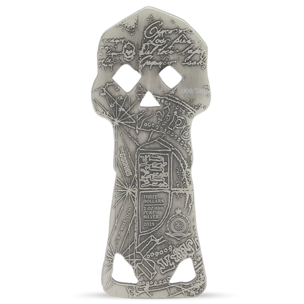 2025 THE GOONIES - COPPER BONES SKELETON KEY 2OZ SILVER COIN