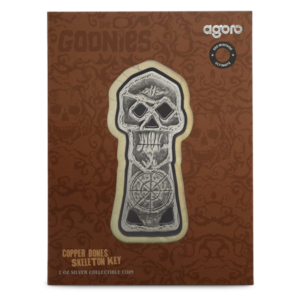 2025 THE GOONIES - COPPER BONES SKELETON KEY 2OZ SILVER COIN