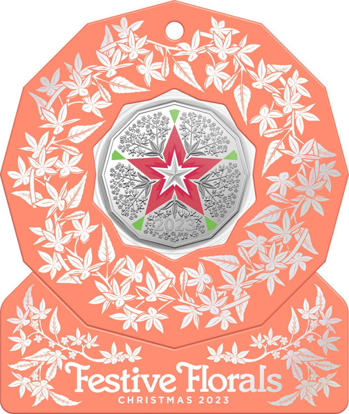 2023 Christmas Festive Florals 50c UNC - Orange