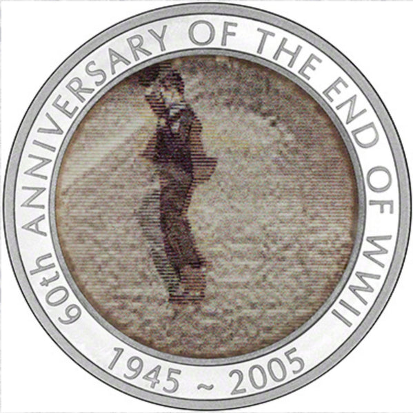 2005 $1 60th Anniversary of the End of World War II Lenticular 1oz Silver Proof Coin
