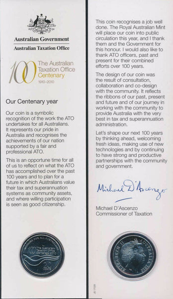 2010 20c The Australian Taxation Office - Centenary Carded Coin