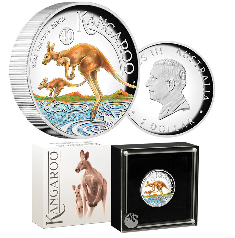 2026 1oz Australian Kangaroo Silver Proof High Relief Coloured Coin ...