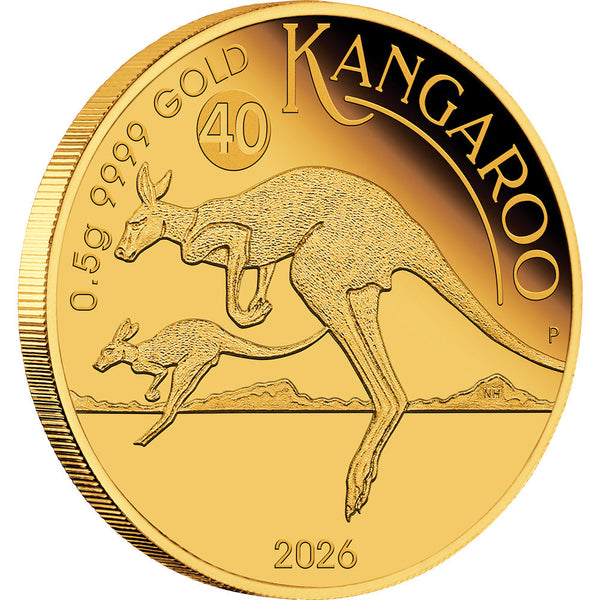 2026 0.5g Australian Kangaroo Mini Roo Gold Proof Coin in Card