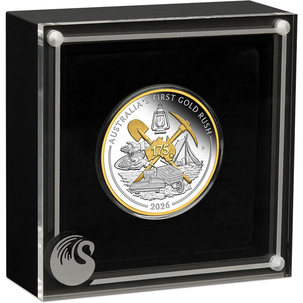 2026 1oz Australia's First Gold Rush 175th Anniversary Silver Proof Gilded Coin