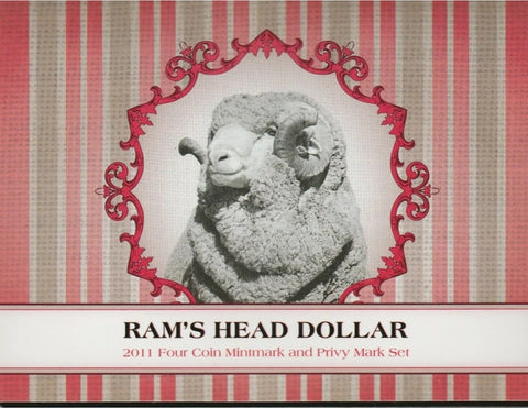 2011 Four $1 Coin Mintmark and Privy Mark Set Ram's Head