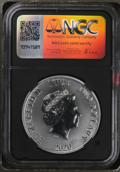 2020 $2 NIUE SILVER STAR WARS BOBA FETT NGC MS9.9 BULLION PLUS FILM SERIES 1 OZ