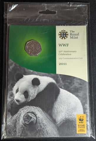 2011 Uk 50p Bu Coin Royal Mint Packaging WWF 50th Anniversary PRE OWNED