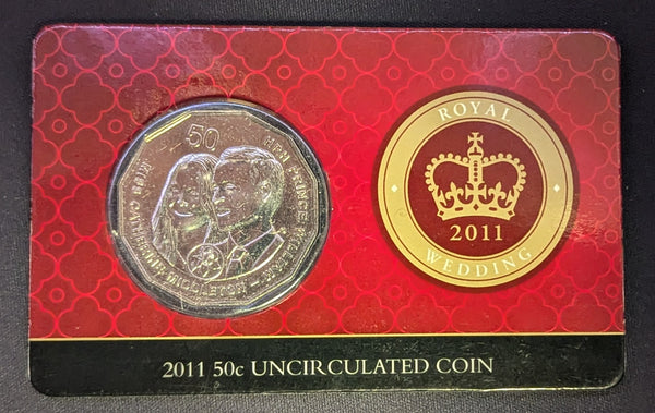 2011 - 50c Royal Wedding Uncirculated Fifty Cents on card