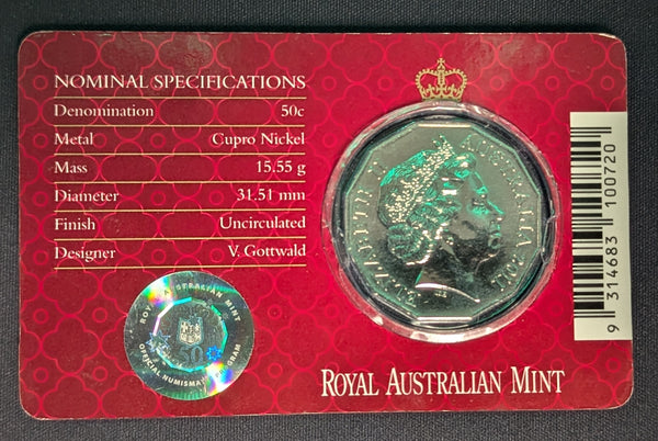 2011 - 50c Royal Wedding Uncirculated Fifty Cents on card