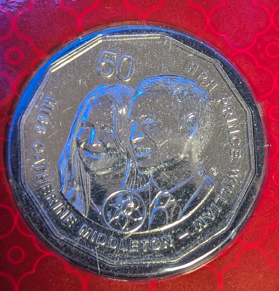 2011 - 50c Royal Wedding Uncirculated Fifty Cents on card