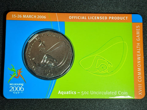 2006 50c Commonwealth Games - Aquatics Carded UNC