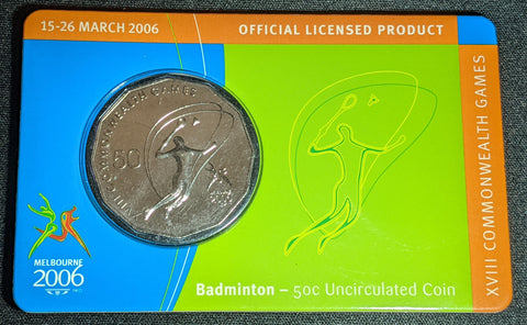 2006 50c Commonwealth Games - Badminton Carded UNC