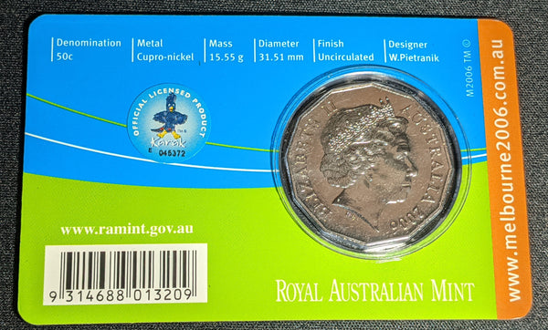 2006 50c Commonwealth Games - Badminton Carded UNC