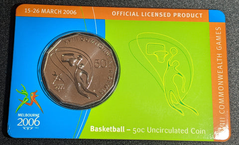 2006 50c Commonwealth Games - Basketball Carded UNC