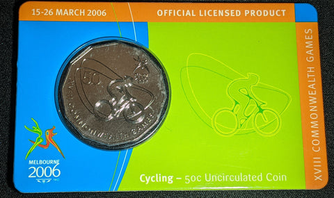 2006 50c Commonwealth Games - Cycling Carded UNC